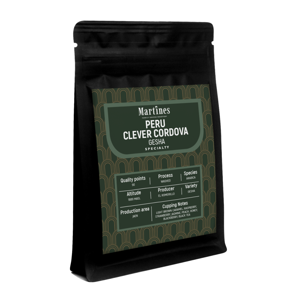 Cafea de specialitate Peru Clever Cordova Geisha 100 gr ediție limitată de la Martines Specialty Coffee