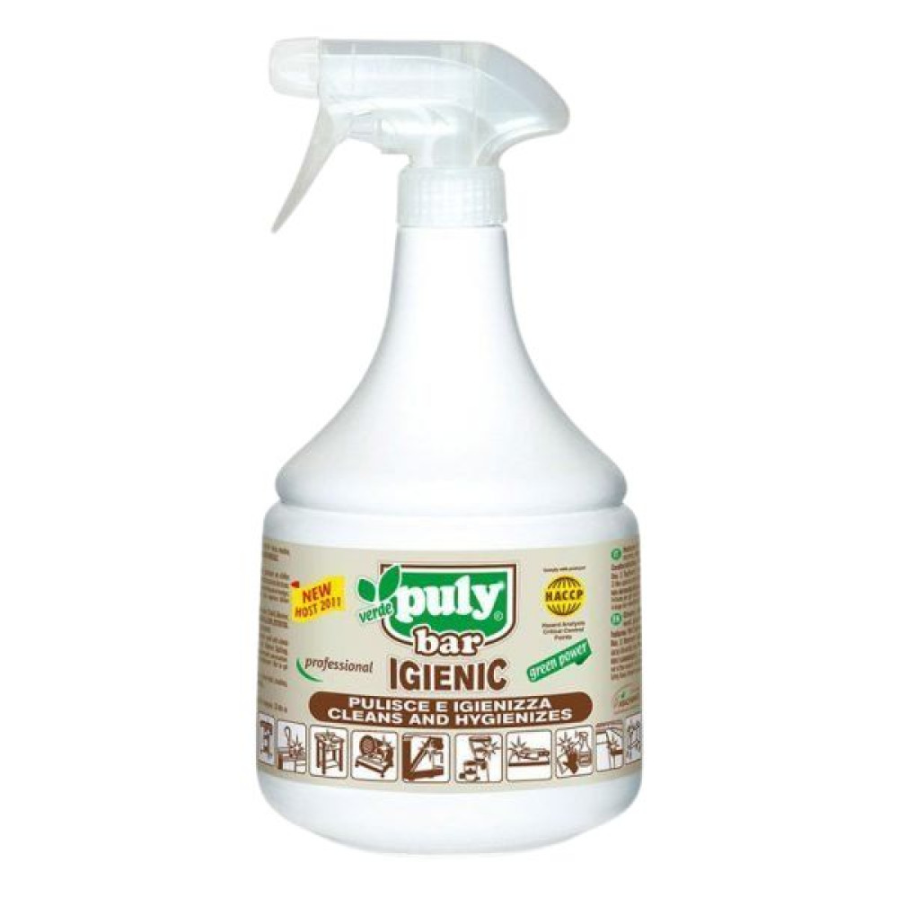 "PULY BAR GREEN" Хигиенизиращ Спрей – Бутилка 1000ml | HACCP Сертифициран от Martines Specialty Coffee