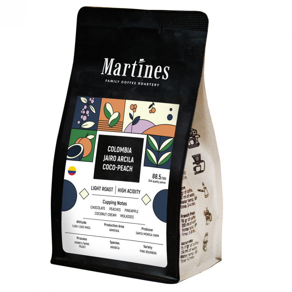 Специално кафе Colombia Jairo Arcila Coco-Peach от Martines Specialty Coffee Специално кафе Colombia Jairo Arcila Coco-Peach от Martines Specialty Coffee